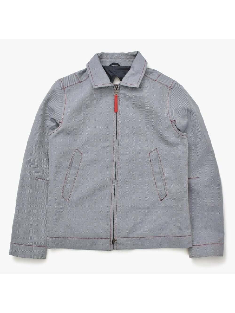 Prada Sport Archive Work Jacket Contrast Stitch Gray Red Double